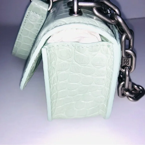 BALENCIAGA CALFSKIN CROCODILE EMBOSSED GOSSIP XS CHAIN BAG - Picture 7 of 15